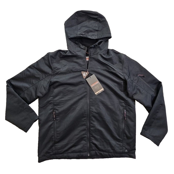 Hawke & Co Performance Black Hoodie Men's Size Large Zip Jacket Fleece Lined NWT - Picture 1 of 16